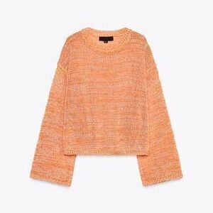 RIBBED KNIT SWEATER WITH RIBBONSM |Orange